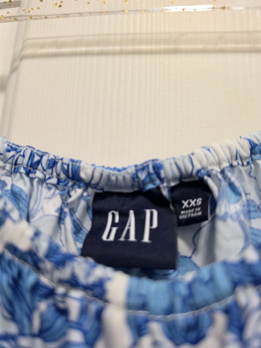 GAP Blue Floral Smocked Square-Neck Top Size XXS Like New - Picture 5 of 7